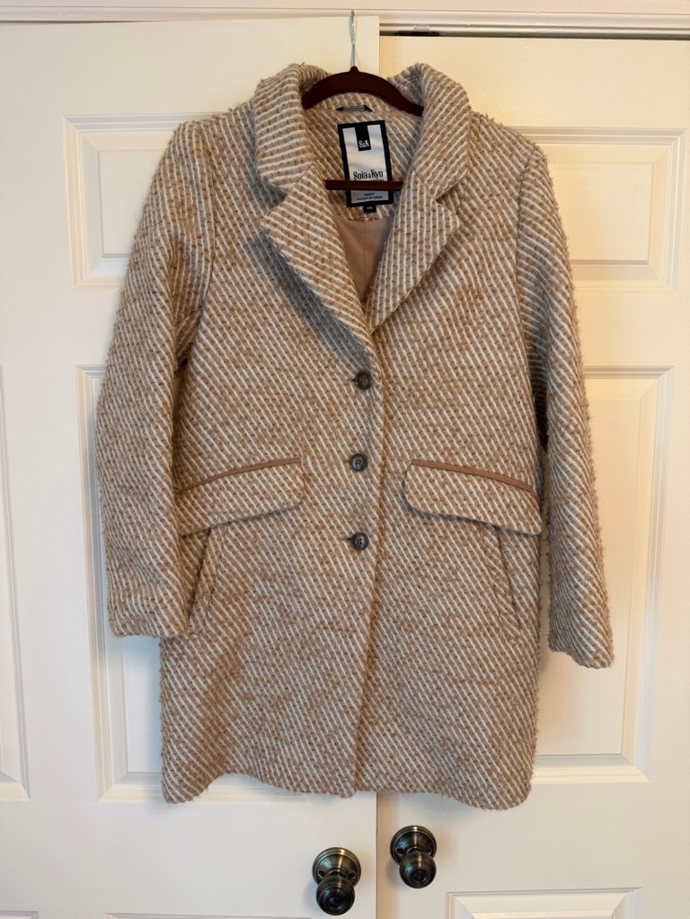 Soia & Kyo Textured Tan Wool Coat